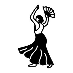 A girl doing flamenco dance, doodle style icon 
