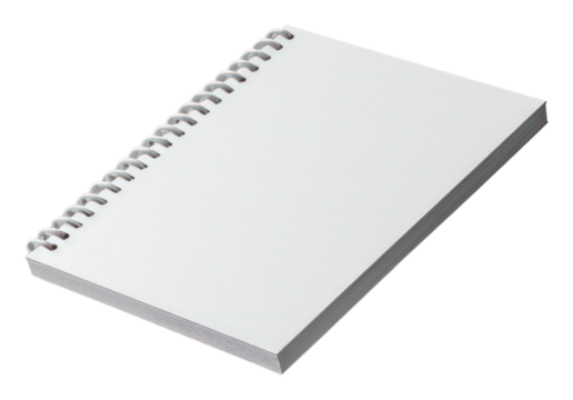 PNG  Spiral notebook mockup white page gray.