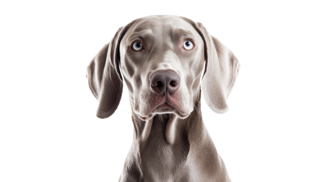 Weimaraner dog posing for a close up portrait