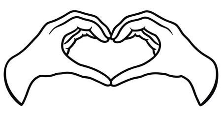 Fototapeta premium Hand gesture: love with heart. Elegant fingers symbolize a love gesture. for web, banner, poster, print, Valentine's day, wedding, other life event. 3D realistic vector illustration.