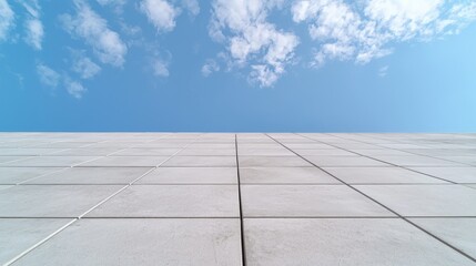 Fototapeta premium Modern Architecture Exterior Wall Tiles Under Blue Sky