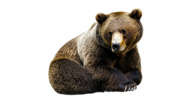 Brown bear resting calmly in natural pose