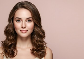 Fototapeta premium Beautiful woman with healthy, wavy hair and flawless skin.
