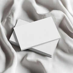 Fototapeta premium Blank business cards on light grey background. Mockup for design
