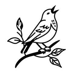 Bird singing icon in hand drawn style 

