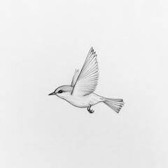 Fototapeta premium Soaring Flight: A delicate pencil illustration of a bird in mid-flight, wings gracefully spread, capturing a sense of freedom and lightness.