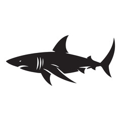 Captivating Bull Shark silhouette, a powerful ocean creature theme - Bull Shark illustration - Minimalist Bull Shark vector - Fish silhouette
