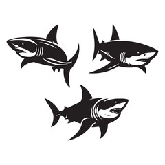 Iconic Bull Shark silhouette, a representation of deep-sea power - Bull Shark illustration - Minimalist Bull Shark vector - Fish silhouette
