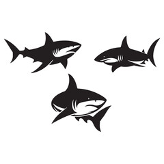 Fototapeta premium Edgy Bull Shark silhouette, perfect for bold and intense artwork - Bull Shark illustration - Minimalist Bull Shark vector - Fish silhouette 
