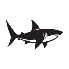 Sharp Bull Shark silhouette, a clean-cut marine vector - Bull Shark illustration - Minimalist Bull Shark vector - Fish silhouette
