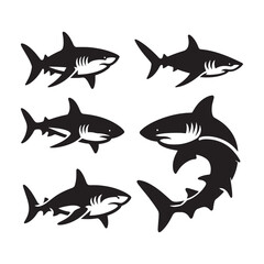 Underwater Bull Shark silhouette, perfect for deep-sea themed art - Bull Shark illustration - Minimalist Bull Shark vector - Fish silhouette
