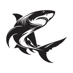 Classic Bull Shark silhouette, an essential design for ocean lovers - Bull Shark illustration - Minimalist Bull Shark vector - Fish silhouette
