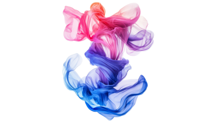 Colorful silk fabric swirling in motion indoors