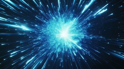 Vibrant blue explosion of light and energy radiating outward.