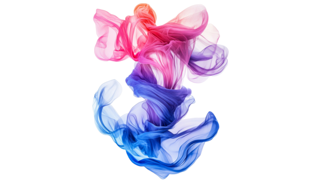 Colorful silk fabric swirling in motion indoors