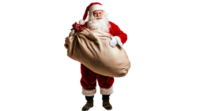 Santa Claus carrying a large sack of gifts