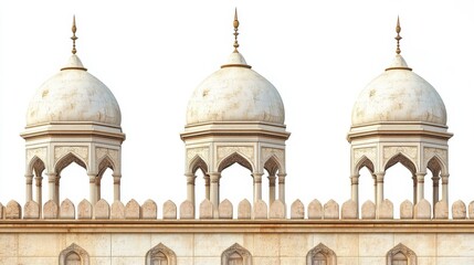 Fototapeta premium Ornate architectural domes on a historic building with white background