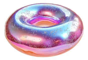 Colorful shiny donut with glittery surface design