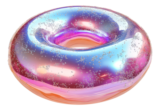 Colorful shiny donut with glittery surface design