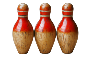 Red and brown vintage bowling pins