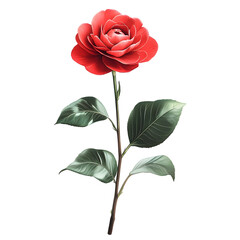 Fototapeta premium Elegant Minimalist Red Camellia Botanical on Clean White Background