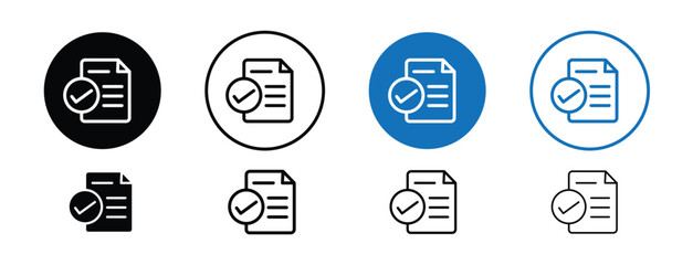 Set of 8 pixel perfect Document Accept icon with 1 unexpanded, 1 silhouette, a simple and clear icon representing document acceptance or approval.