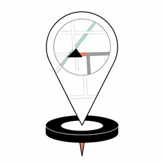 Minimalist Location Pin: Pastel City Map Graphic - App UI Design.