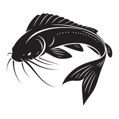 Abstract Catfish silhouette, a unique and creative interpretation - Catfish illustration - Minimalist Catfish vector - Fish silhouette

