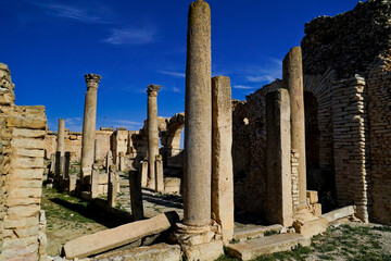 L'area archeologica di Mactaris,con i resti dell'antica città Romana,Makthar , Tunisia