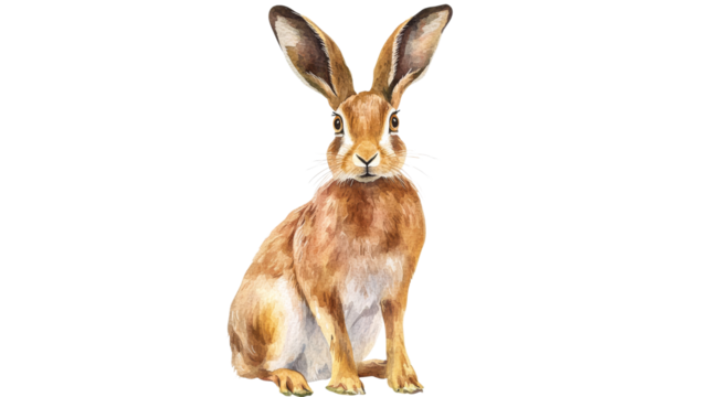 Realistic illustration of a sitting rabbit