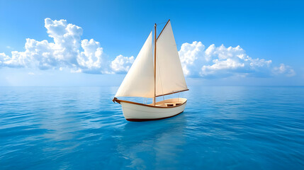 Fototapeta premium Sailboat on calm sea under sunny sky