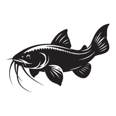 Perfectly balanced Catfish silhouette, for harmonious and symmetrical designs - Catfish illustration - Minimalist Catfish vector - Fish silhouette
