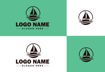 Sailing Club icon Yacht club Boating association Nautical society flat logo sign symbol editable vector