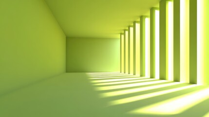 Obraz premium Vibrant lime green backdrop with soft glow and abstract lighting, creating an energetic copy space. No text, no people.