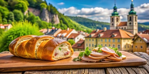 Fototapeta premium Slovenian Strukelj roll in Ljubljana food culture heritage scene traditional pastry, tradition, Ljubljana, tradition,Ljubljana