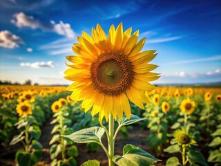 Fototapeta premium A solitary sunflower's resilience captured; urban exploration finds rural beauty.