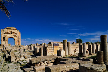 L'area archeologica di Mactaris,con i resti dell'antica città Romana,Makthar , Tunisia