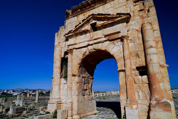 L'area archeologica di Mactaris,con i resti dell'antica città Romana,Makthar , Tunisia