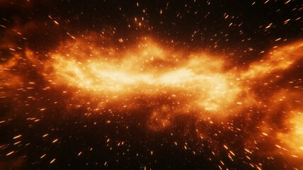 A bright orange space with lots of stars and a black background