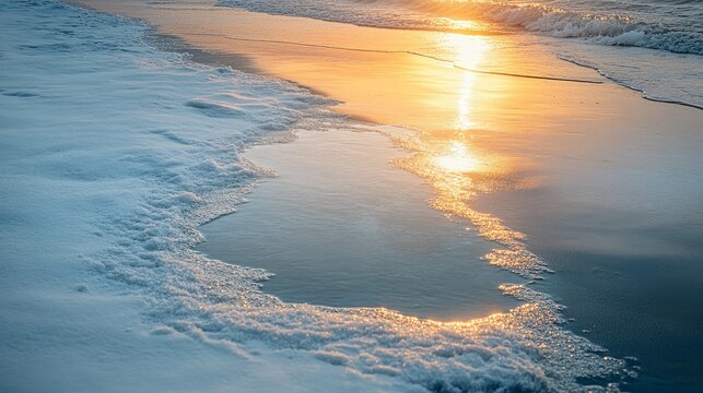 Melting polar ice with exposed Arctic seas reflecting a pale winter sun 
