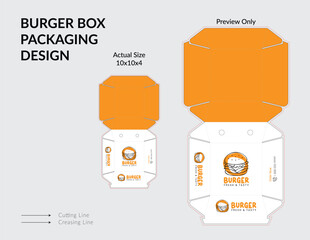 Burger Box Design, Burger Box Packaging Template Design, Burger Box Die Cut Line, Ready For Print