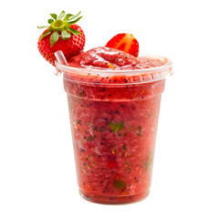 Refreshing Strawberry Smoothie in Plastic Cup