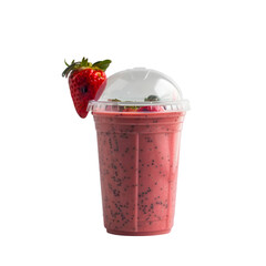 Refreshing Strawberry Smoothie in Plastic Cup