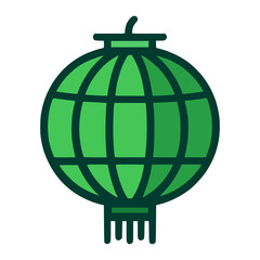 green paper lantern light culture festival flat color vector illustration template design