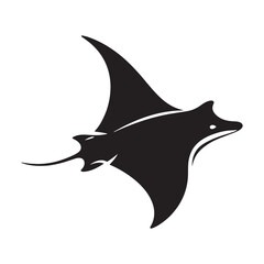 Classic Eagle Ray silhouette, timeless oceanic artwork - Eagle Ray illustration - Minimalist Eagle Ray vector - Fish silhouette
