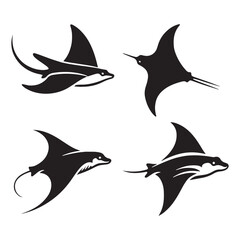 Minimalist Eagle Ray silhouette, simple and striking marine art - Eagle Ray illustration - Minimalist Eagle Ray vector - Fish silhouette
