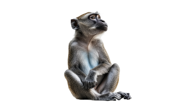 Monkey sitting calmly in a serene pose