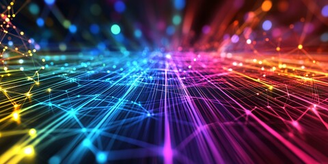 Obraz premium vibrant abstract technology background with light trails and connections