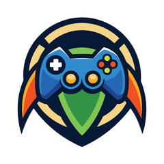 game controller logo design concept vector art and illustration
