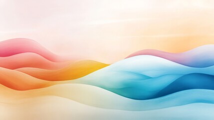 Fototapeta premium Abstract Colorful Waves in Soft Pastel Shades for Background Use